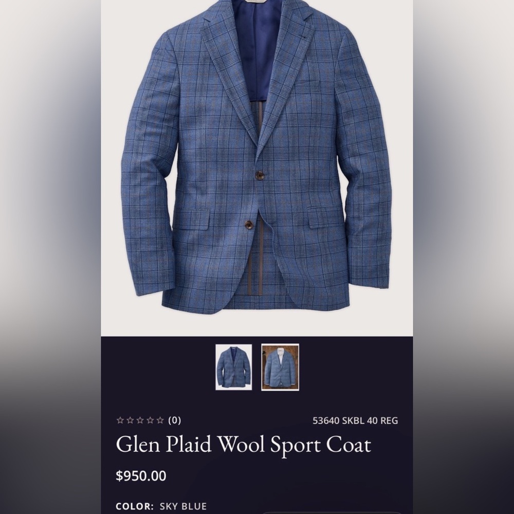 Williams & Kent  Sky Blue Glen Plaid Blazer